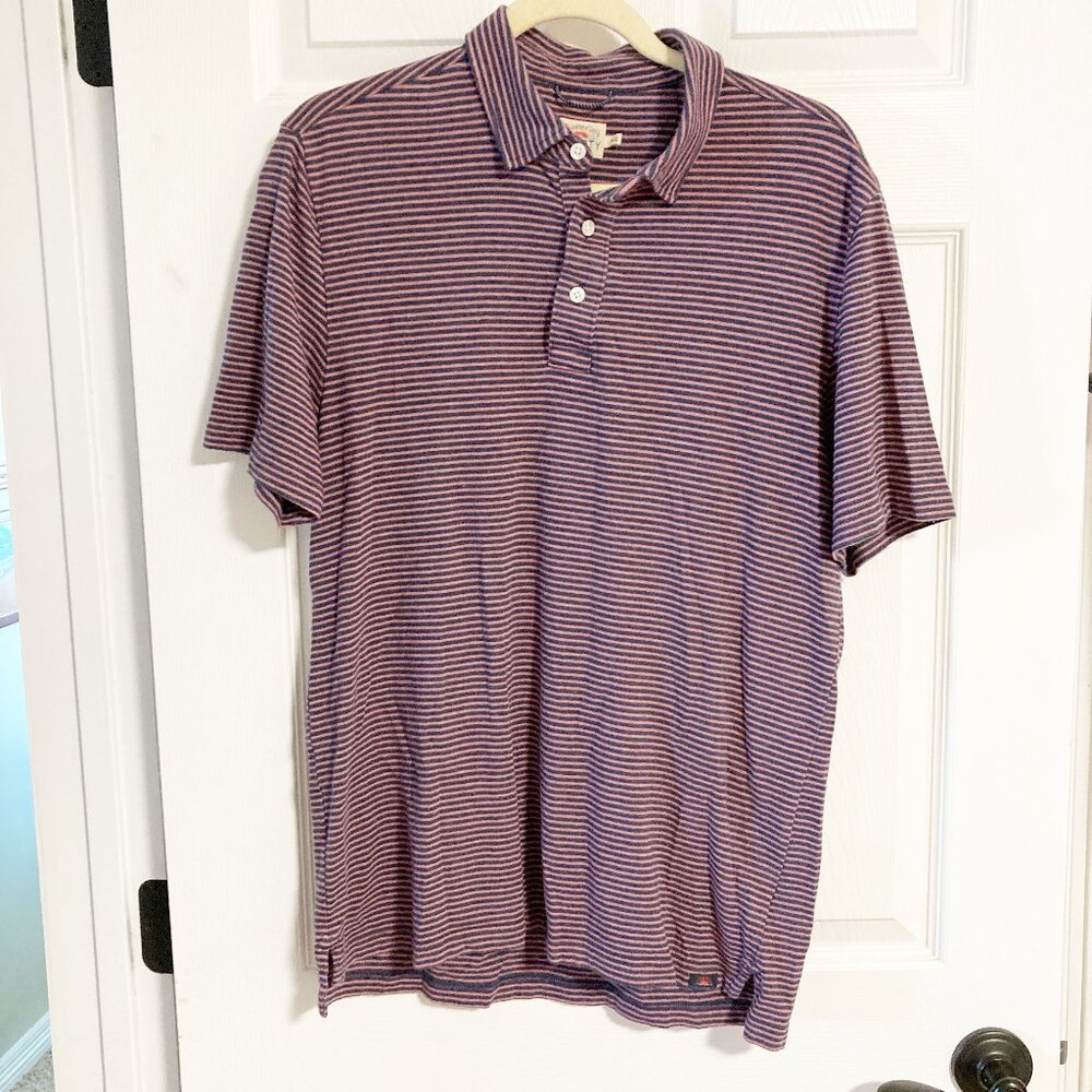 Faherty Movement Polo Shirt Pima Cotton Modal Stripe Stretch Men's Medium M